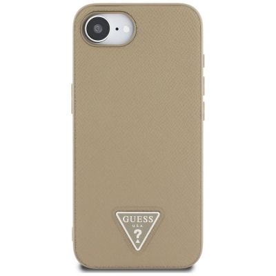 3. Guess Grained Triangle MagSafe iPhone 16e Hülle - Braun
