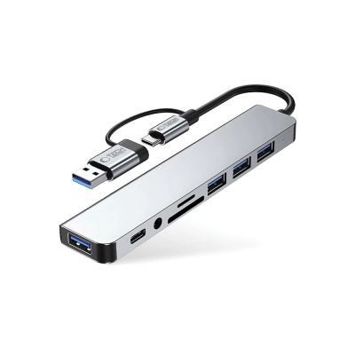 2. Tech-Protect HB06 HUB Adapter 8in1 TYPE-C + USB2.0 + USB3.0 + SD/TF + AV3.5 - grau