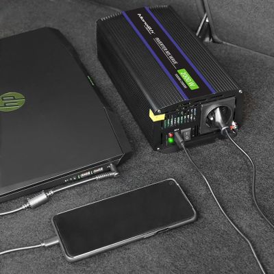 8. Qoltec Monolith 2000 MS Wave Spannungswandler | 12 V auf 230 V | 1000/2000 W | USB