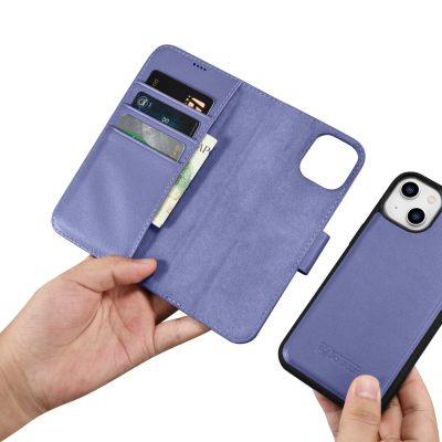 15. iCarer Wallet Case 2in1 Cover iPhone 14 Plus Anti-RFID Leder Flip Case Hellviolett (WMI14220727-LP)