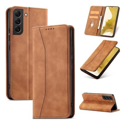 12. Magnet Fancy Case für Samsung Galaxy S23+ Flip Cover Wallet Stand Braun