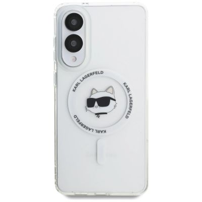 3. Karl Lagerfeld Button Choupette Head Printed Logo MagSafe Case für Samsung Galaxy S25 Edge - Weiß