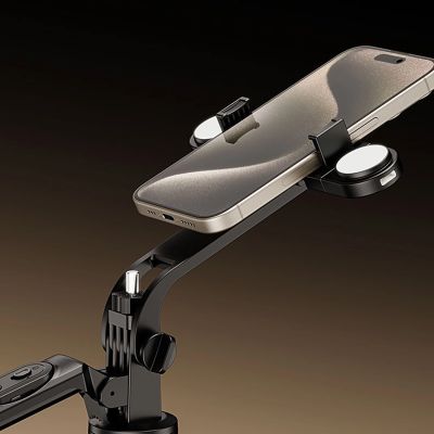 13. Selfie Stick WH181D-Y1S Teleskopstativ 1,75 m aus Aluminiumlegierung mit Dual-Licht und Telefonhalter – Schwarz