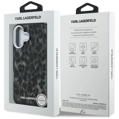 8. Karl Lagerfeld IML MagSafe-Hülle mit Leopardenmuster für iPhone 16 – Schwarz