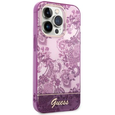 4. Guess Porcelain Collection Hülle für iPhone 14 Pro Max – Fuchsia