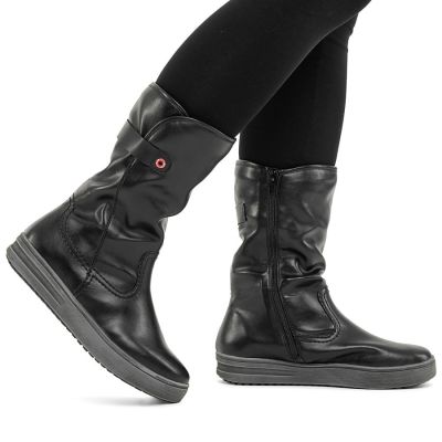 5. Rieker L2580-00 kurze gefütterte schwarze Damenstiefel