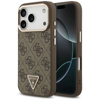 Guess 4G Triangle Logo MagSafe Case für iPhone 17 Pro - Braun und Gold