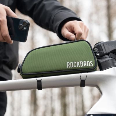 11. Rockbros 30120045001 ROAD TO SKY Fahrradtasche für das Oberrohr, wasserdicht, 0,7 l – grün
