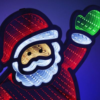 3. Spiegeldekoration mit LED-Diode, Unendlichkeitsspiegeleffekt, Weihnachtsmann