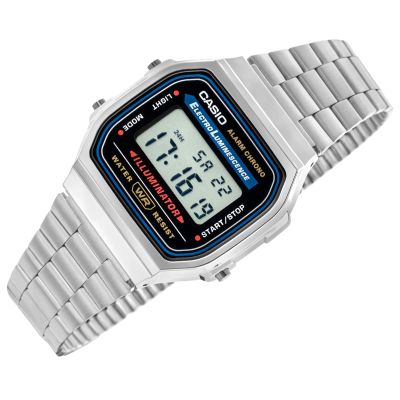 2. Casio A168WA Unisex-Digitaluhr mit Edelstahlarmband, Silber