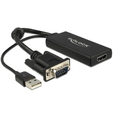 DeLOCK 0,25 m VGA+USB2.0-A/HDMI 0,25 m VGA (D-Sub) + USB Schwarz