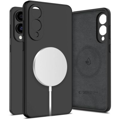 Tech-Protect Liquid Silicone MagSafe Hülle für Samsung Galaxy S25 Edge - Schwarz