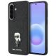 Karl Lagerfeld Schutzhülle mit festem Glitzer-Ikonik-Logo und Metallstift für Samsung Galaxy A57 5G – Schwarz