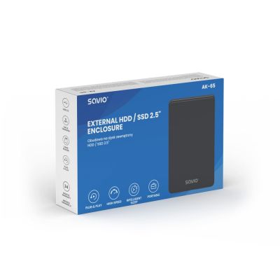 3. SAVIO Externes Gehäuse für 2,5"-HDD/SSD, USB 3.0, AK-65