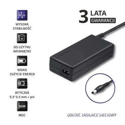4. Qoltec 50089.90W Netzteil für Samsung Notebook (19 V; 4,74 A; 90 W; 5,5 mm x 3,5 mm)