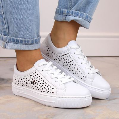 27. Rieker W RKR641 Leder Komfortschuhe weiß