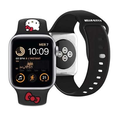 4. Hello Kitty Silikon-Kitty-Kopfband für Apple Watch 38/40/41 mm – Schwarz