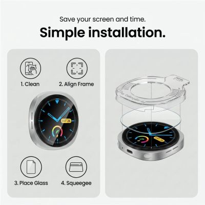 6. Tech-Protect Easy Set+ 2er-Pack gehärtetes Glas für Samsung Galaxy Watch Ultra 40 mm