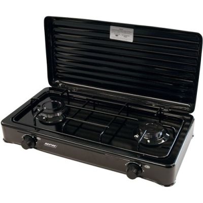 Touristen-Gaskocher, 2-flammig / schwarz MPM SMILE-KN-02/1KB