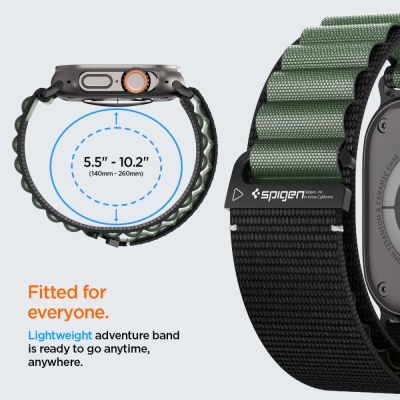 12. Armband Spigen WBF1 Armband für Apple Watch 44 / 45 / 46 / 49 mm - Schwarz und Grün