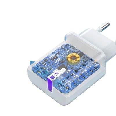 4. Dudao A20EU USB-A 18W Wandladegerät - weiß + USB-A - USB-C Kabel