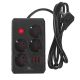 3. MACLEAN Steckdosenleiste, Verlängerungskabel mit 4 Steckdosen + 3 USB-Anschlüssen, 110–240 V Wechselstrom, 50/60 Hz, max. 2,1 A, 2500 W, 1,5 m, Schwarz, MCE392 B