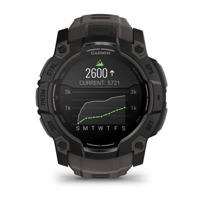 8. Garmin Instinct 3 – 50 mm AMOLED-Uhr, schwarz mit mattschwarzem Armband