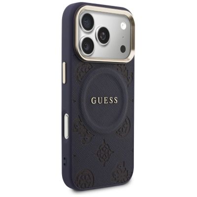 4. Guess Peony Hot Stamp MagSafe Hülle für iPhone 17 Pro Max - Blau