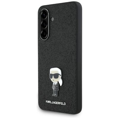 Karl Lagerfeld Fixed Glitter Ikonik Logo Metal Pin Case für Samsung Galaxy A36 - Schwarz