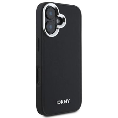 4. DKNY Plain Silver Logo MagSafe Hülle für iPhone 16 – Schwarz