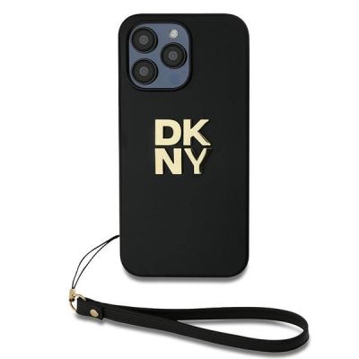 2. DKNY Wrist Strap Stock Logo Hülle für iPhone 15 Pro Max – Schwarz