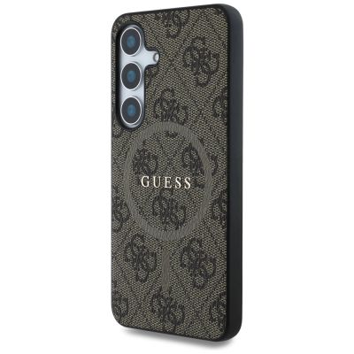 2. Guess Leder 4G Coloured Ring Classic Logo MagSafe Samsung Galaxy S25 Hülle braun