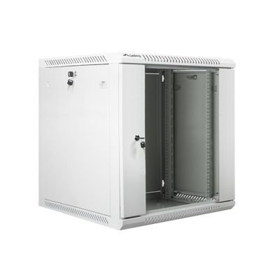 Lanberg WF01-6612-10S Rack-Schrank (12 HE; 635 mm / 600 mm / 600 mm; Wandmontage; Glas; 19 Zoll; grau)