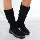 5. Damenstiefel, gefüttert, gerafft, schwarz M.Daszyński SA259-3