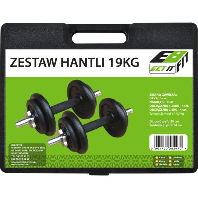 22. Gusseiserne Hantel 19 kg (2 x 9,5 kg) Enero Fit Koffer