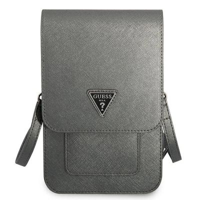 2. Guess Handtasche GUWBSATMGR grau / graues Saffiano-Dreieck