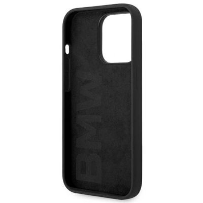 7. BMW Silikon-Metall-Logo-Hülle für iPhone 14 Pro – Schwarz