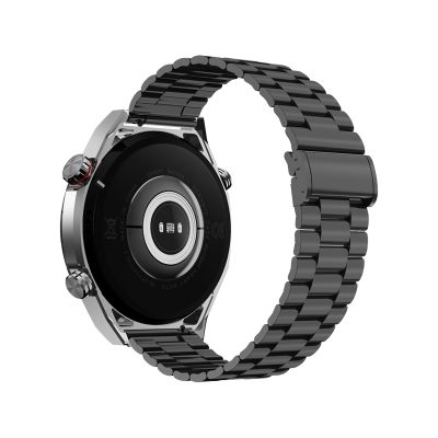6. VELTORI VT100-1 Smartwatch + Schwarzes Silikonarmband + Schwarzes Öko-Leder