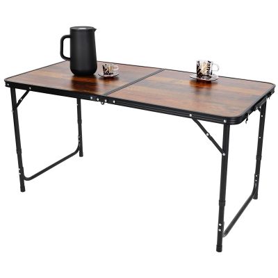 2. Klappbarer Campingtisch 120 x 60 x 70/62/55 cm, Holz