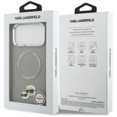 8. Karl Lagerfeld Karl & Choupette Pins MagSafe Case für iPhone 17 Pro - Grau