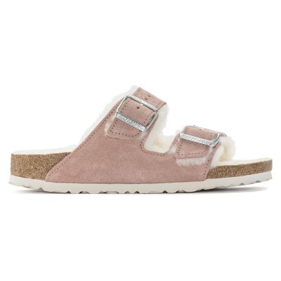 8. Birkenstock Arizona Wildleder Lammfell Pink Clay LAF Schmale isolierte Pantoletten (1023258)