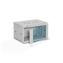 ALANTEC Wandschrank 19" 6U 600x450, Glastür, grau, montiert (SW-6U-600-450-01-SA)