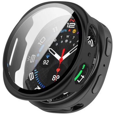6. Tech-Protect Schutzhülle im 2er-Pack für Samsung Galaxy Watch 44 mm – Transparent Matt Schwarz