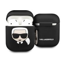 Karl Lagerfeld Silikon-Ikonik-Hülle für AirPods 1/2 – Schwarz