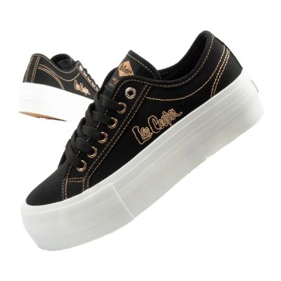 Lee Cooper Damen-Sneaker mit Plateausohle, schwarz mit Gold