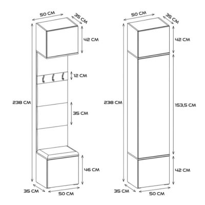 12. Garderobe HAGA III 2SZ1W Weiß