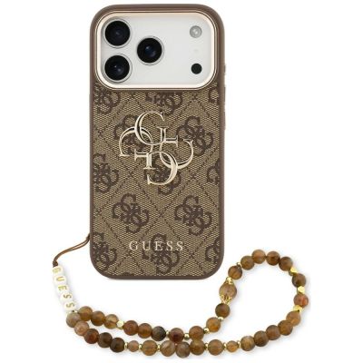 Guess 4G Strap 4G Classic Logo Metal Trims Hülle für iPhone 18 Pro / 17 Pro – braun