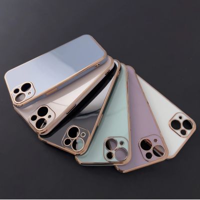 4. Lighting Color Hülle für Samsung Galaxy A73 5G Gold Frame Gel Cover Blau