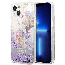Ratet Guess , GUHCP14MLFLSU iPhone 14 Plus 6,7 "violett / lila Hardcase Flower Liquid Glitter