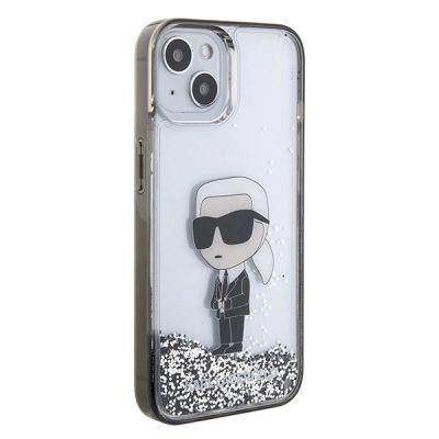 4. Karl Lagerfeld KLHCP15SLKKNSK iPhone 15 6,1" transparentes Hardcase Liquid Glitter Ikonik
